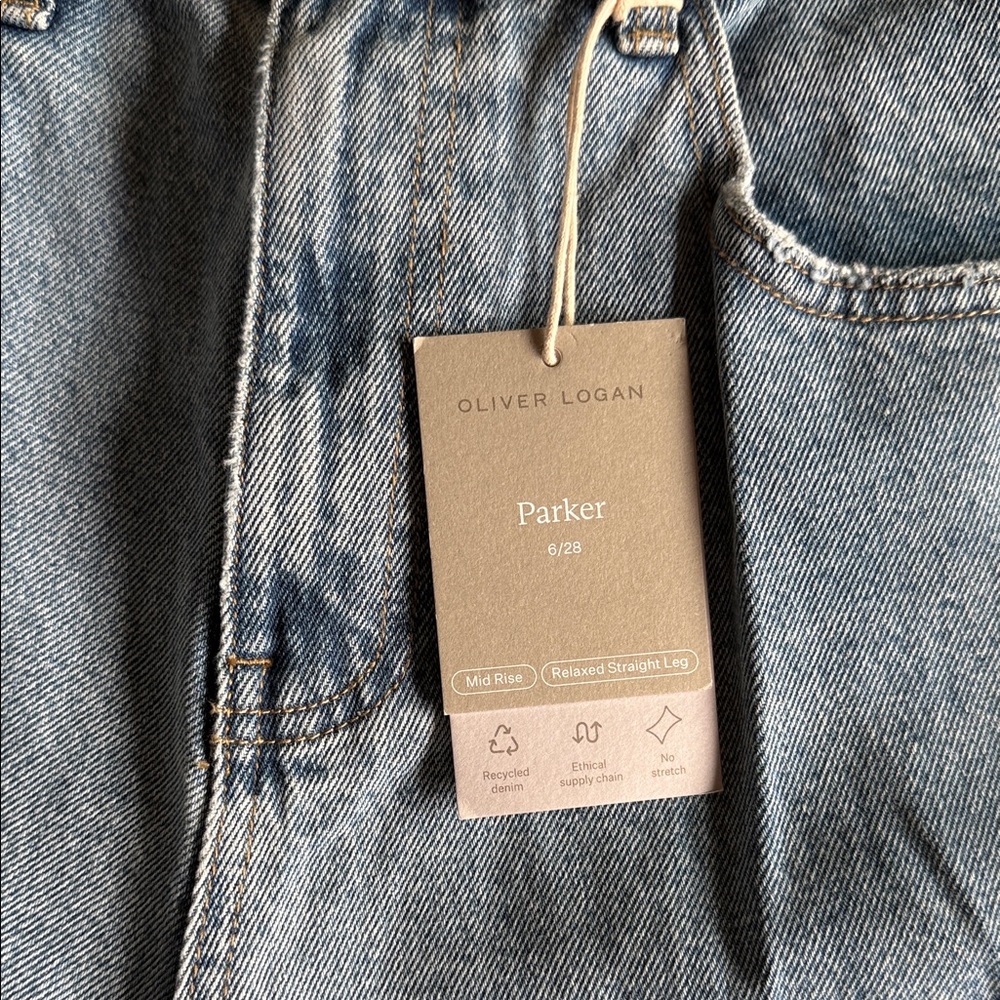 Oliver Logan Parker Mid-Rise Straight Leg Jeans - Light Blue - Picture 2 of 15